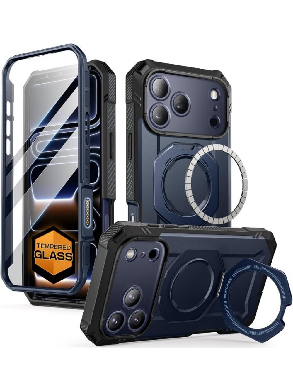 iPhone 18 Pro Max/17 Pro Max Case with Glass Protector, Stylish Azure Color